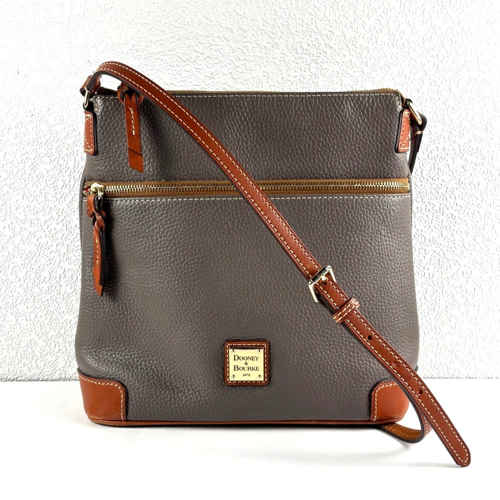 Dooney & Bourke Crossbody Bag Elephant Grey Pebbled Leather With Reg Card Preppy
